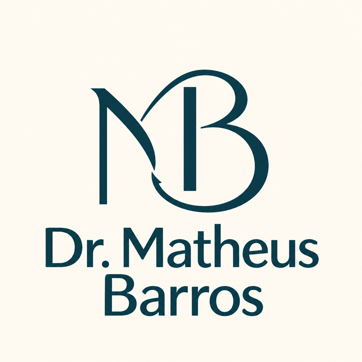 Logotipo Dr. Matheus Barros, monograma MB com ouroboros estilizado